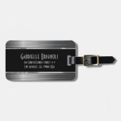 光沢のある灰色の炭素繊維テクスチャ ラゲッジタグ (正面横)