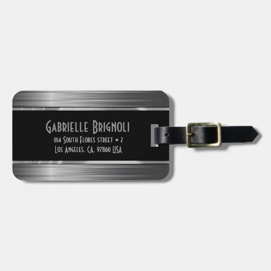 光沢のある灰色の炭素繊維テクスチャ ラゲッジタグ (正面横)