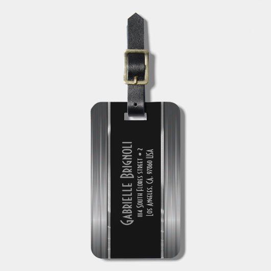 光沢のある灰色の炭素繊維テクスチャ ラゲッジタグ (正面縦)