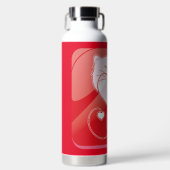 光沢のある猫好きボタン ウォーターボトル (正面)