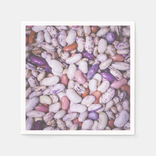 光沢のある白と紫のカッコいい豆 スタンダードカクテルナプキン (正面)
