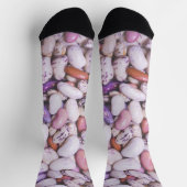 光沢のある白と紫のカッコいい豆 ソックス (上部)