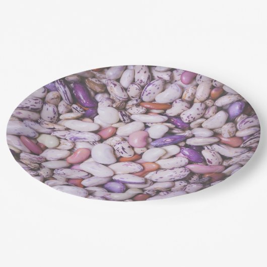 光沢のある白と紫のカッコいい豆 ペーパープレート (アングル)