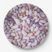 光沢のある白と紫のカッコいい豆 ペーパープレート (正面)