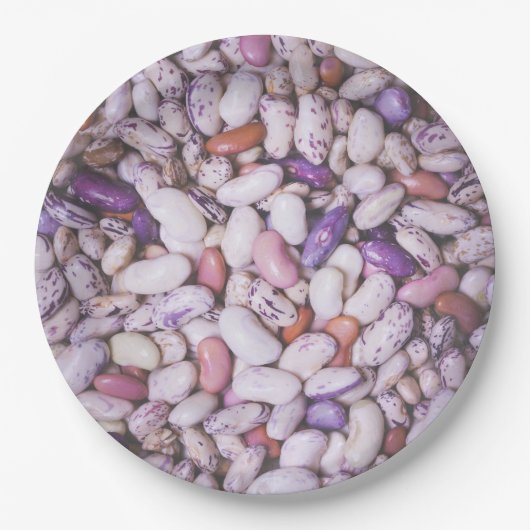 光沢のある白と紫のカッコいい豆 ペーパープレート (正面)
