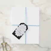 光沢のある白と黒の大理石球 ギフトタグ (より糸付き)