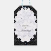 光沢のある白と黒の大理石球 ギフトタグ (正面)