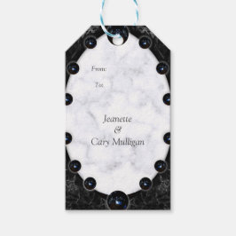 光沢のある白と黒の大理石球 ギフトタグ