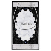 光沢のある白と黒の大理石球 スモールペーパーバッグ (裏面)