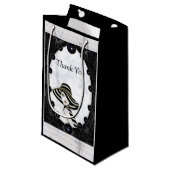 光沢のある白と黒の大理石球 スモールペーパーバッグ (正面アングル)