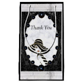 光沢のある白と黒の大理石球 スモールペーパーバッグ (正面)