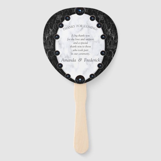 光沢のある白と黒の大理石球 ハンドファン (裏面)