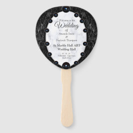 光沢のある白と黒の大理石球 ハンドファン