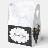 光沢のある白と黒の大理石球 フェイバーボックス (オープン)