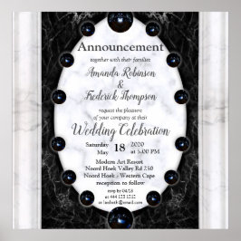 光沢のある白と黒の大理石球 ポスター