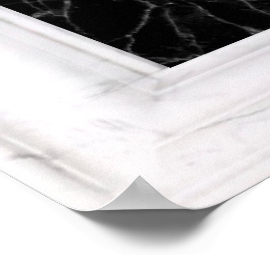 光沢のある白と黒の大理石球 ポスター (角)