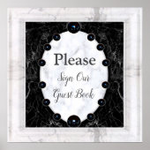 光沢のある白と黒の大理石球 ポスター (正面)