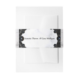 光沢のある白と黒の大理石球 招待状ベリーバンド