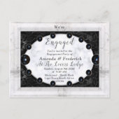 光沢のある白と黒の大理石+球 インビテーションポストカード (正面)