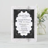 光沢のある白と黒の大理石+球 招待状 (スタンド正面)