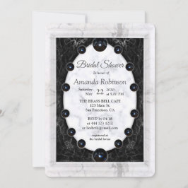 光沢のある白と黒の大理石+球 招待状