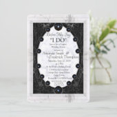 光沢のある白と黒の大理石+球 招待状 (スタンド正面)