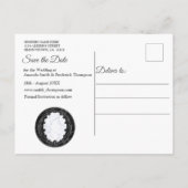 光沢のある白と黒の大理石+球 案内ポストカード (裏面)