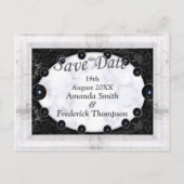 光沢のある白と黒の大理石+球 案内ポストカード (正面)