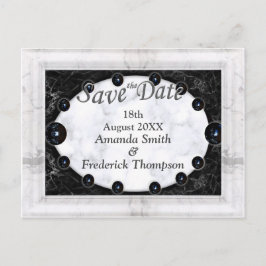 光沢のある白と黒の大理石+球 案内ポストカード