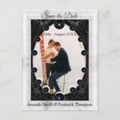 光沢のある白と黒の大理石+球 案内ポストカード (正面)