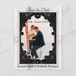 光沢のある白と黒の大理石+球 案内ポストカード