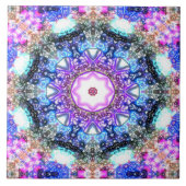 光沢のある白熱［赤熱］光を放つフローラ幾何学的フラクタル曼荼羅   タイル (正面)