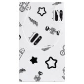 光沢のある白黒スケートボード抱き枕 スモールペーパーバッグ (裏面)