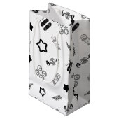 光沢のある白黒スケートボード抱き枕 スモールペーパーバッグ (正面アングル)