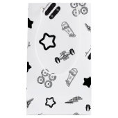 光沢のある白黒スケートボード抱き枕 スモールペーパーバッグ (正面)