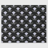 光沢のある白黒ダイヤモンドパターンデザイン ラッピングペーパー (フラット)