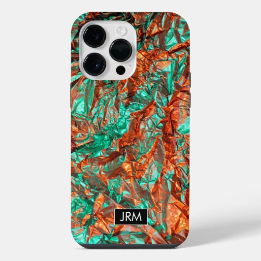 光沢のある皺の虹色のモノグラム iPhoneケース (裏面)