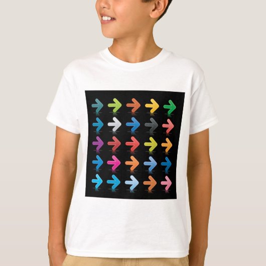 光沢のある矢印セット 派手な方向指示 Tシャツ (正面)