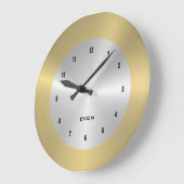 光沢のある磨かれた金属銀と金ゴールドの背景 ラージ壁時計 (傾斜)