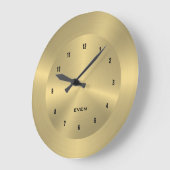 光沢のある磨き上げられた金属金ゴールド背景 ラージ壁時計 (傾斜)