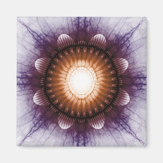 光沢のある神秘的な赤い紫のオーナメント マグネット (正面)