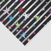 光沢のある紙吹雪が黒と銀の星に輝ストライプく 薄葉紙 (詳細)