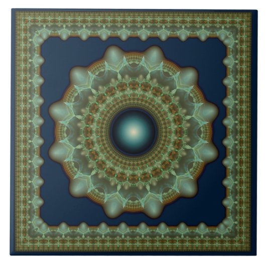 光沢のある素晴らしいフラクタルオーナメント タイル (正面)