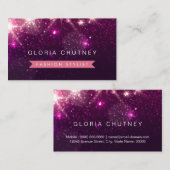 光沢のある紫のグリッター-ファッションスタイリスト 名刺 (正面/裏面)