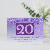 光沢のある紫のグリッター(20誕生日) セーブザデート (スタンド正面)