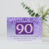 光沢のある紫のグリッター(90誕生日) セーブザデート (スタンド正面)