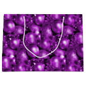 光沢のある紫のボードクリスマスクリスマス ラージペーパーバッグ (正面)