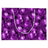 光沢のある紫のボードクリスマスクリスマス ラージペーパーバッグ (裏面)