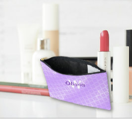 光沢のある紫色のフォイル格子 アクセサリーポーチ