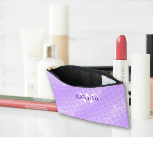 光沢のある紫色のフォイル格子 アクセサリーポーチ